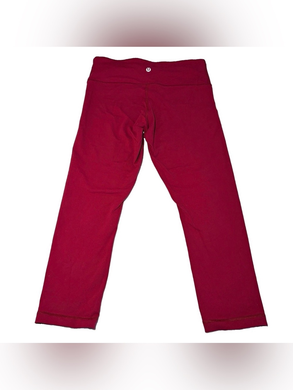 Lululemon Athletica Women's Wunder Under Cropped Leggings Red Solid Logo Size 6
